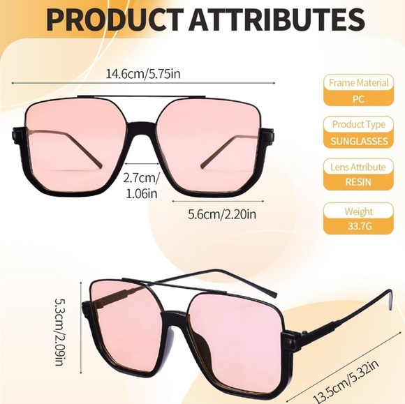 NEW Retro Oversized Sunglasses | Black & Gold | Semi Rimless - Black Tint Lenses - Picture 8 of 9